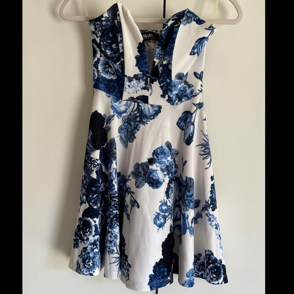 All Good Things Strapless Blue and Floral Dress - Picture 4 of 4
